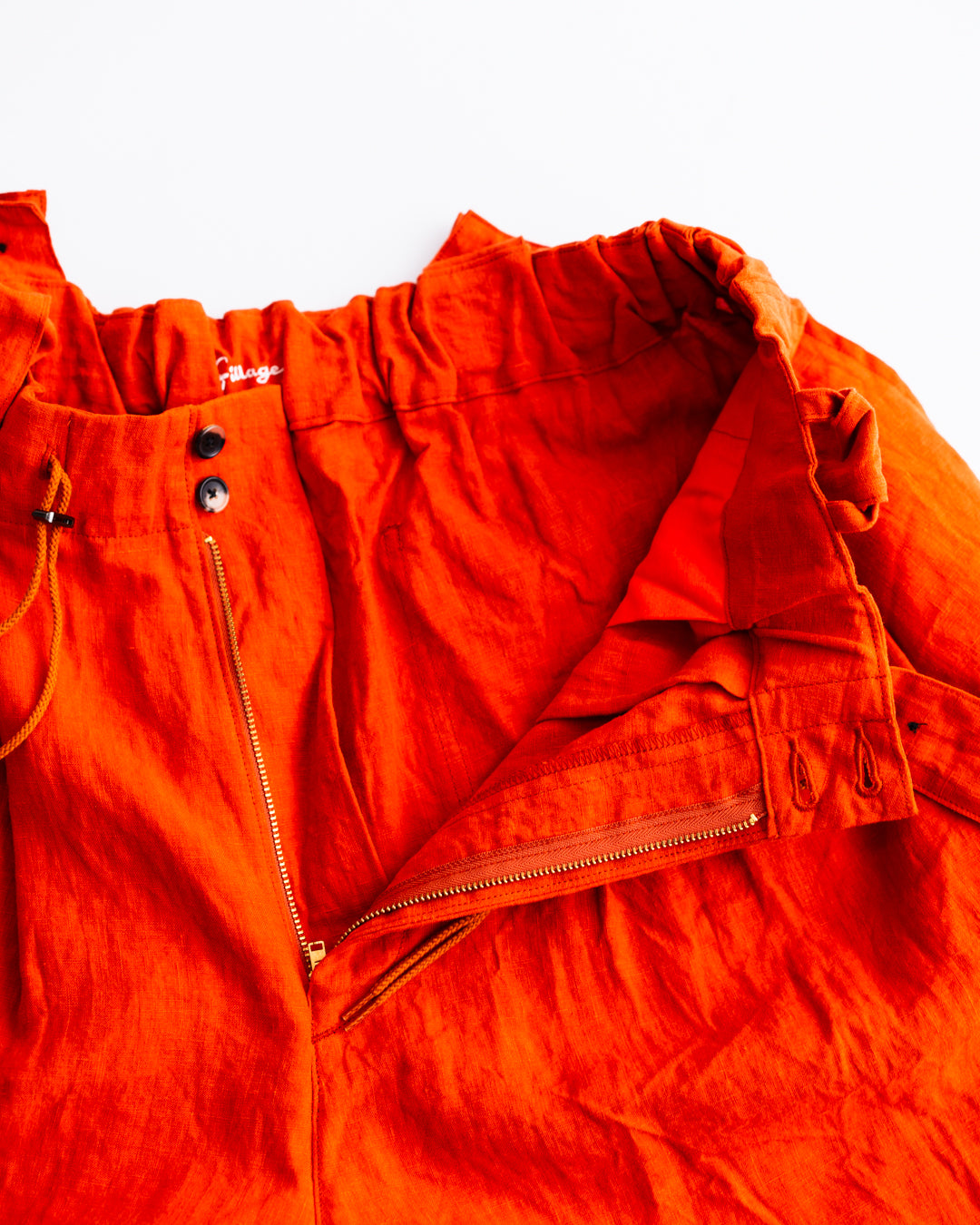 Sillage circular short pants linen brique with suspenders