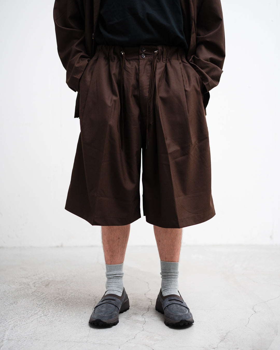 Sillage circular short pants - BROWN