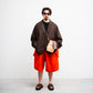 Sillage circular short pants linen brique with suspenders