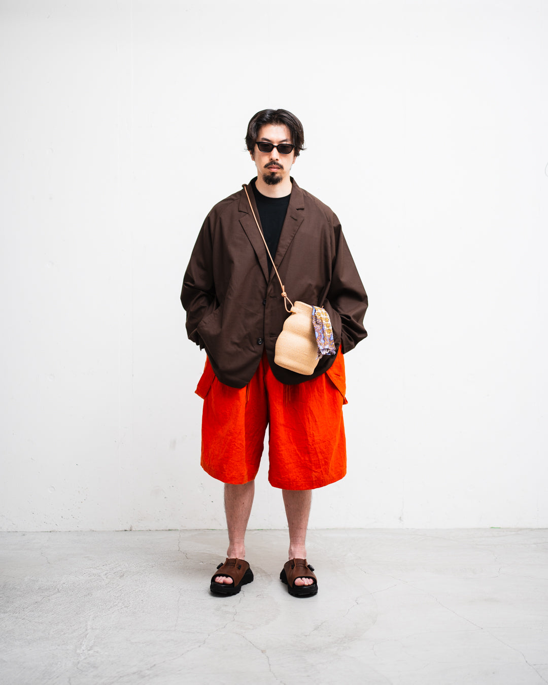 Sillage circular short pants linen brique with suspenders