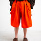 Sillage circular short pants linen brique with suspenders