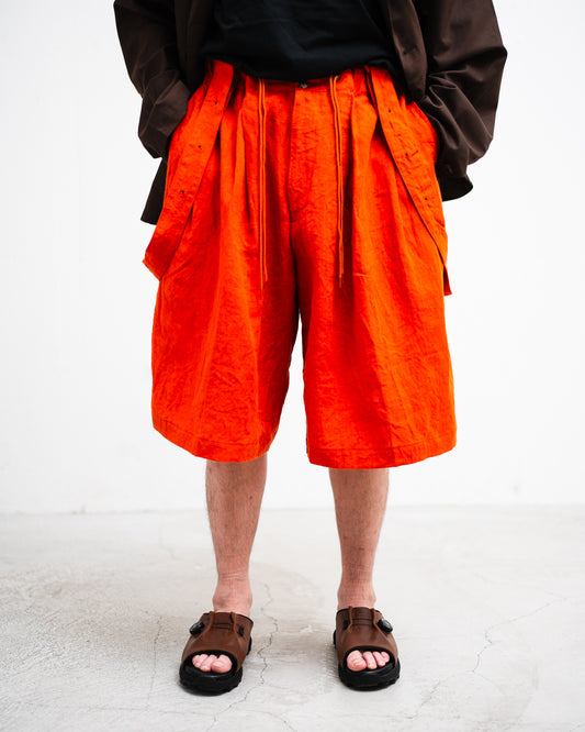 Sillage circular short pants linen brique with suspenders
