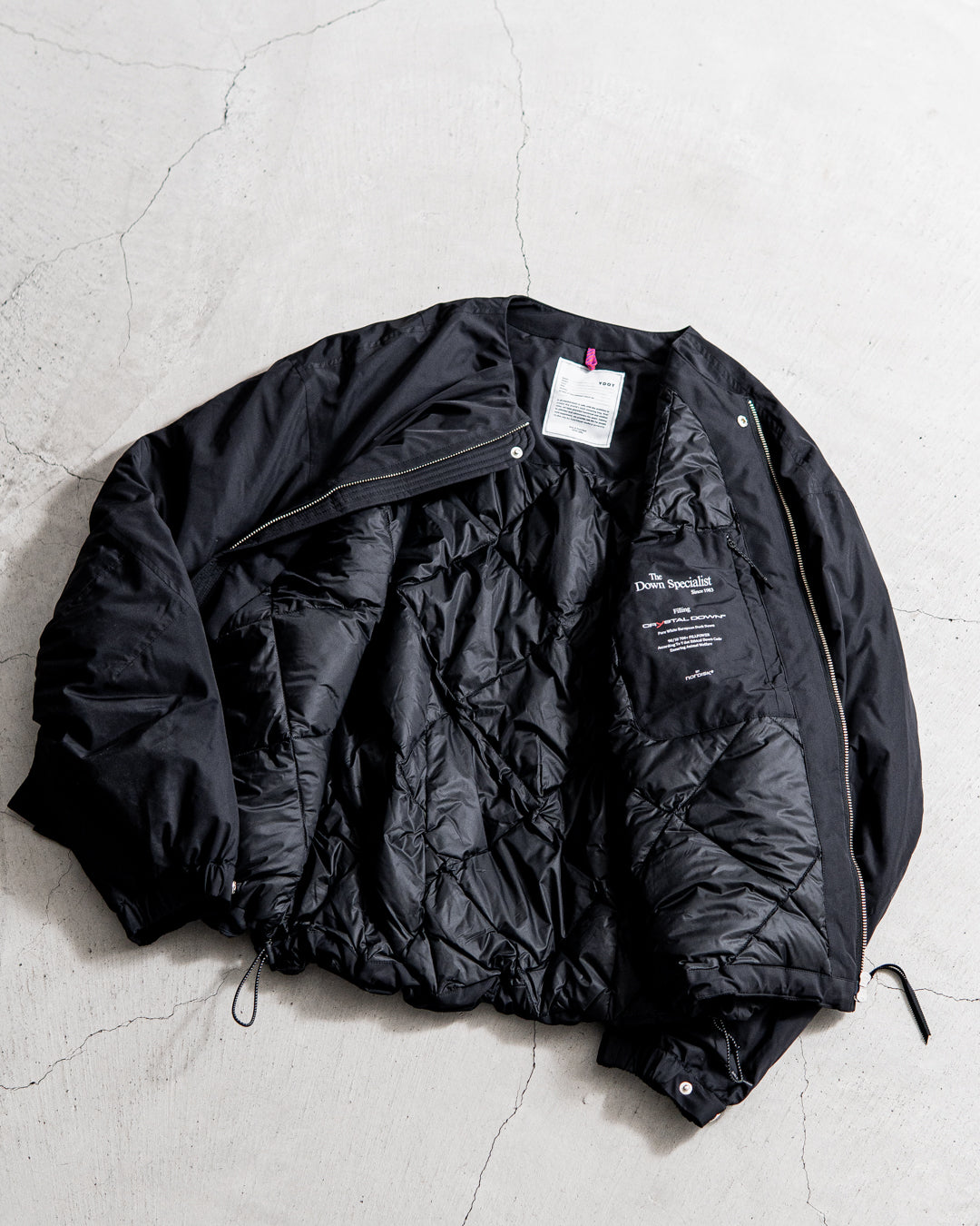 YDOT COLLARLESS BOMBER DOWN JACKET
