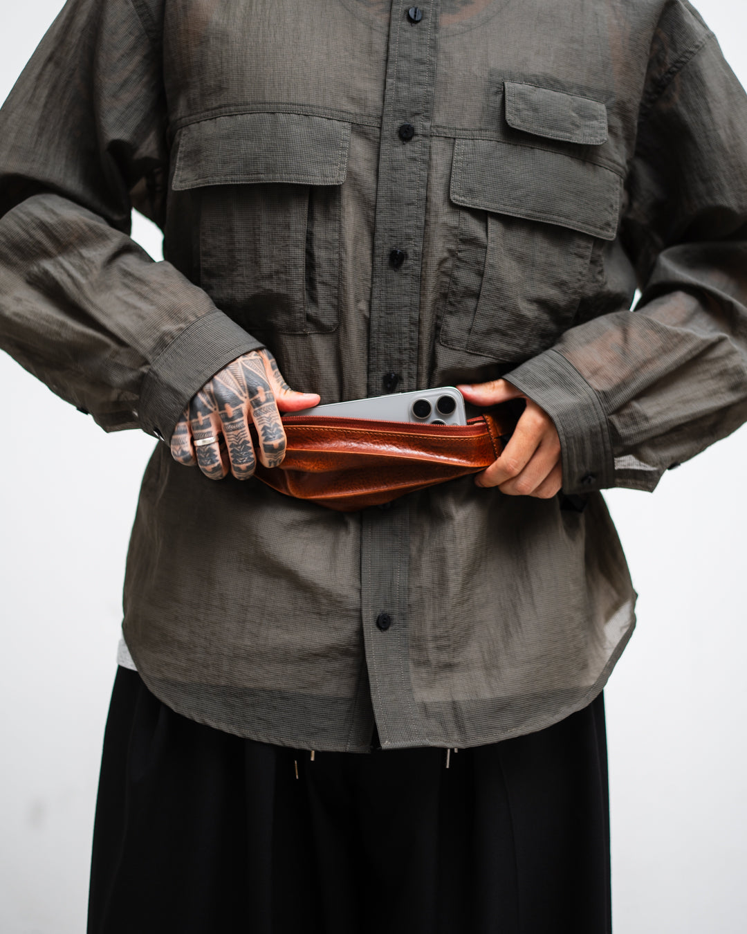 meanswhile Leather Minimal Body Bag