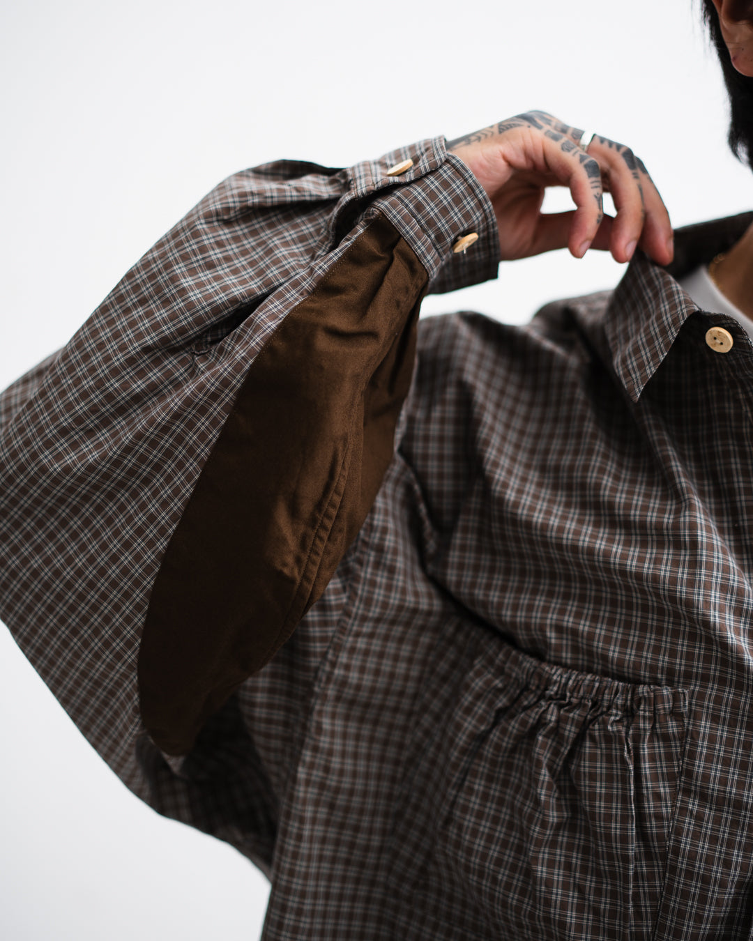 refomed  WRIST PATCH WIDE SHIRT "CHECK"