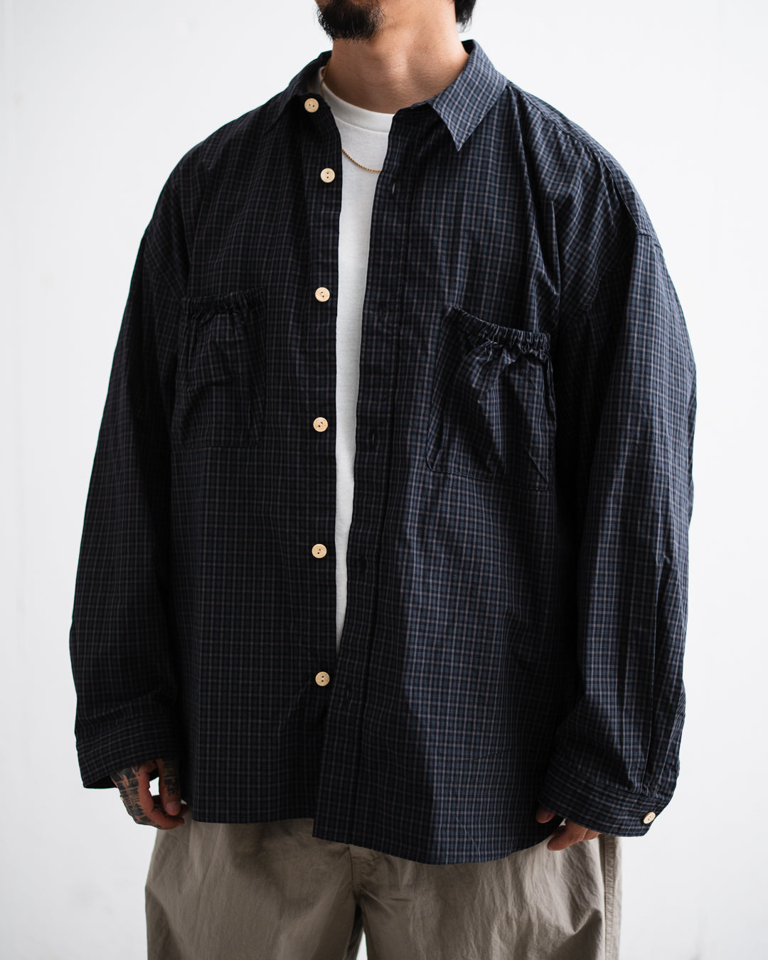 refomed  WRIST PATCH WIDE SHIRT "CHECK"