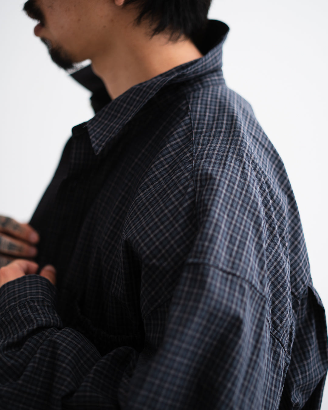 refomed  WRIST PATCH WIDE SHIRT "CHECK"