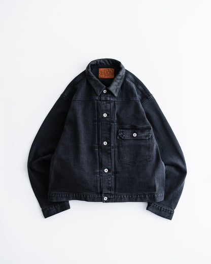[8.8 sat 12:00 Release] SEDAN ALL-PURPOSE Leather Collar Denim Jacket
