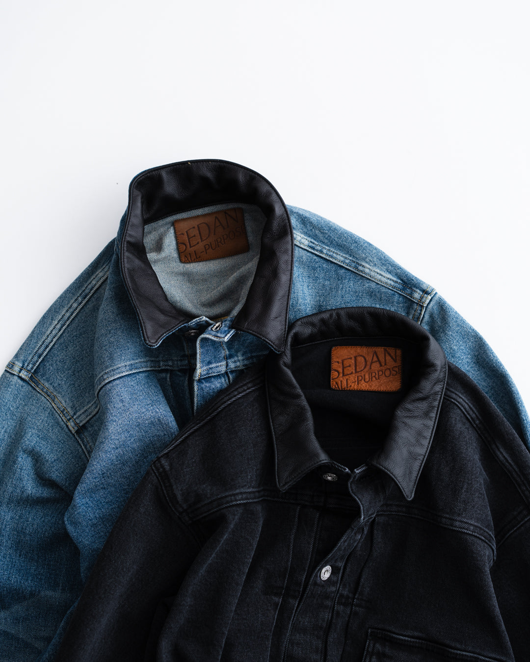 [8.8 sat 12:00 Release] SEDAN ALL-PURPOSE Leather Collar Denim Jacket