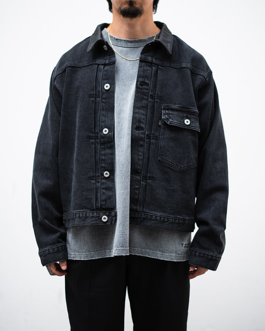 [8.8 sat 12:00 Release] SEDAN ALL-PURPOSE Leather Collar Denim Jacket