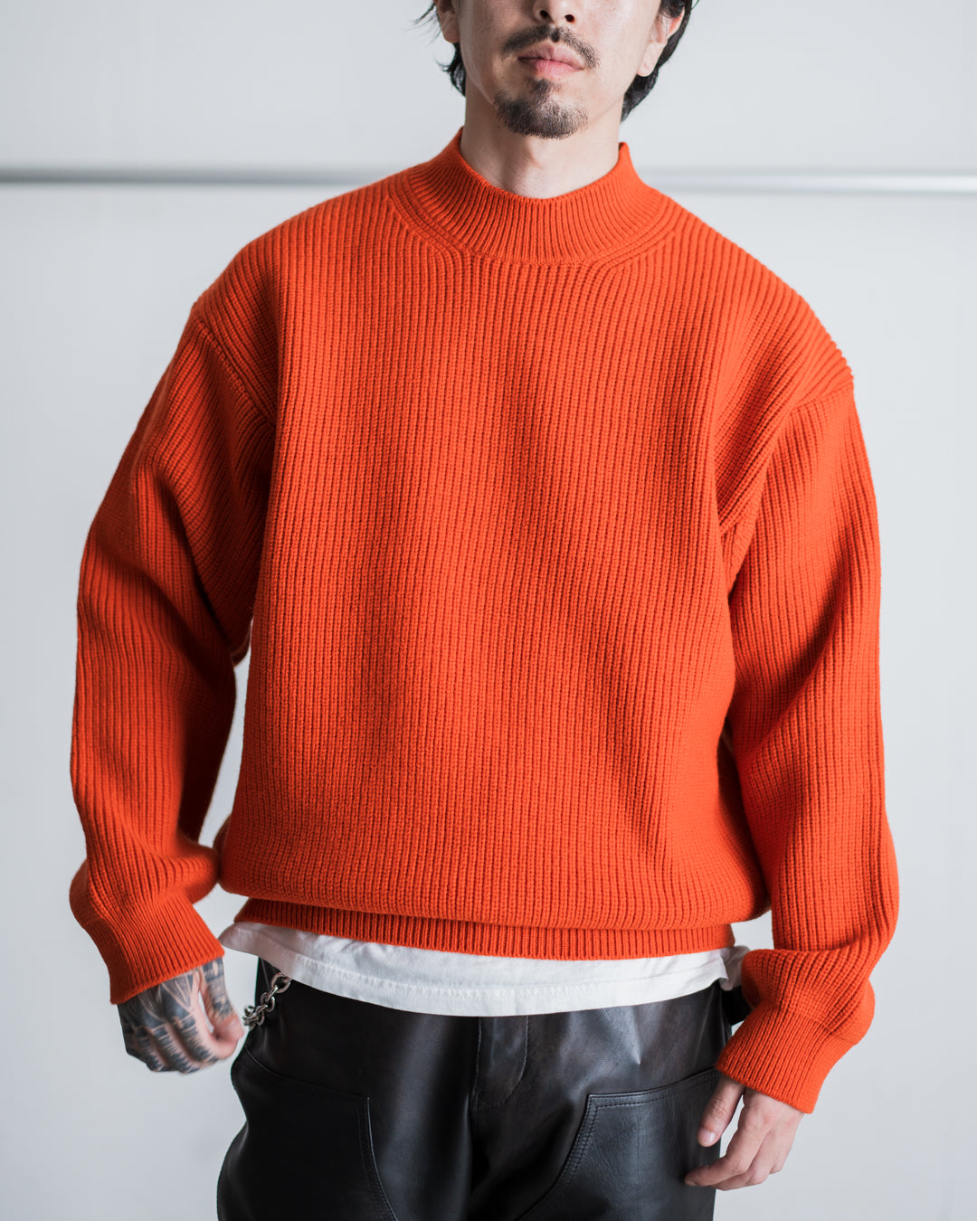 Name. FRENCH WOOL MOCKNECK KNIT SWEATER