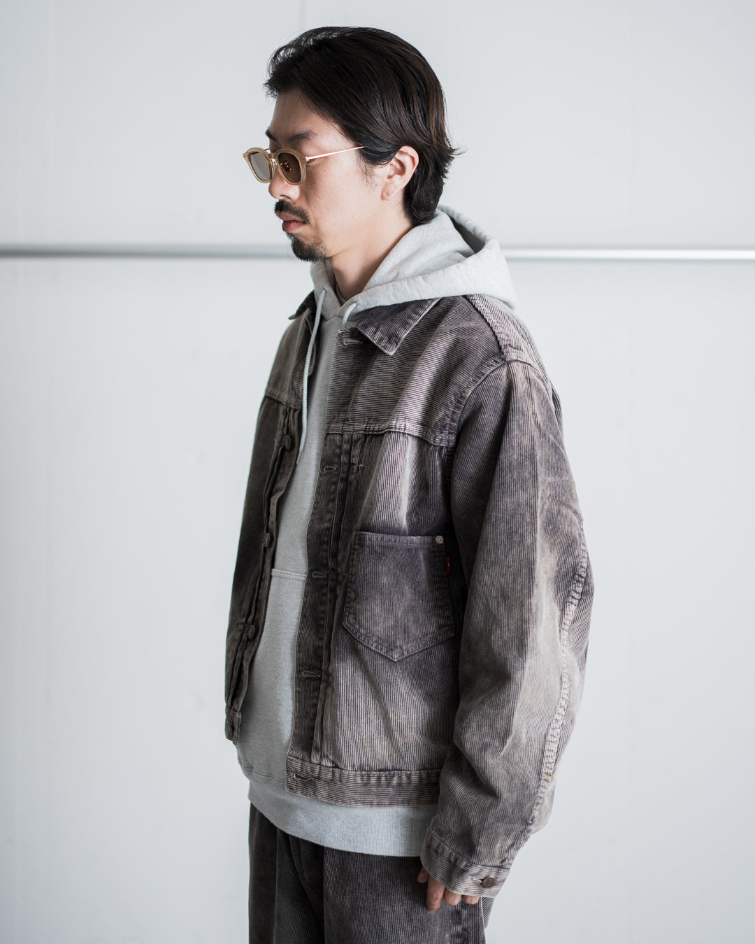 ANACHRONORM SULFUR DYED CORDUROY FRONT TUCK JACKET