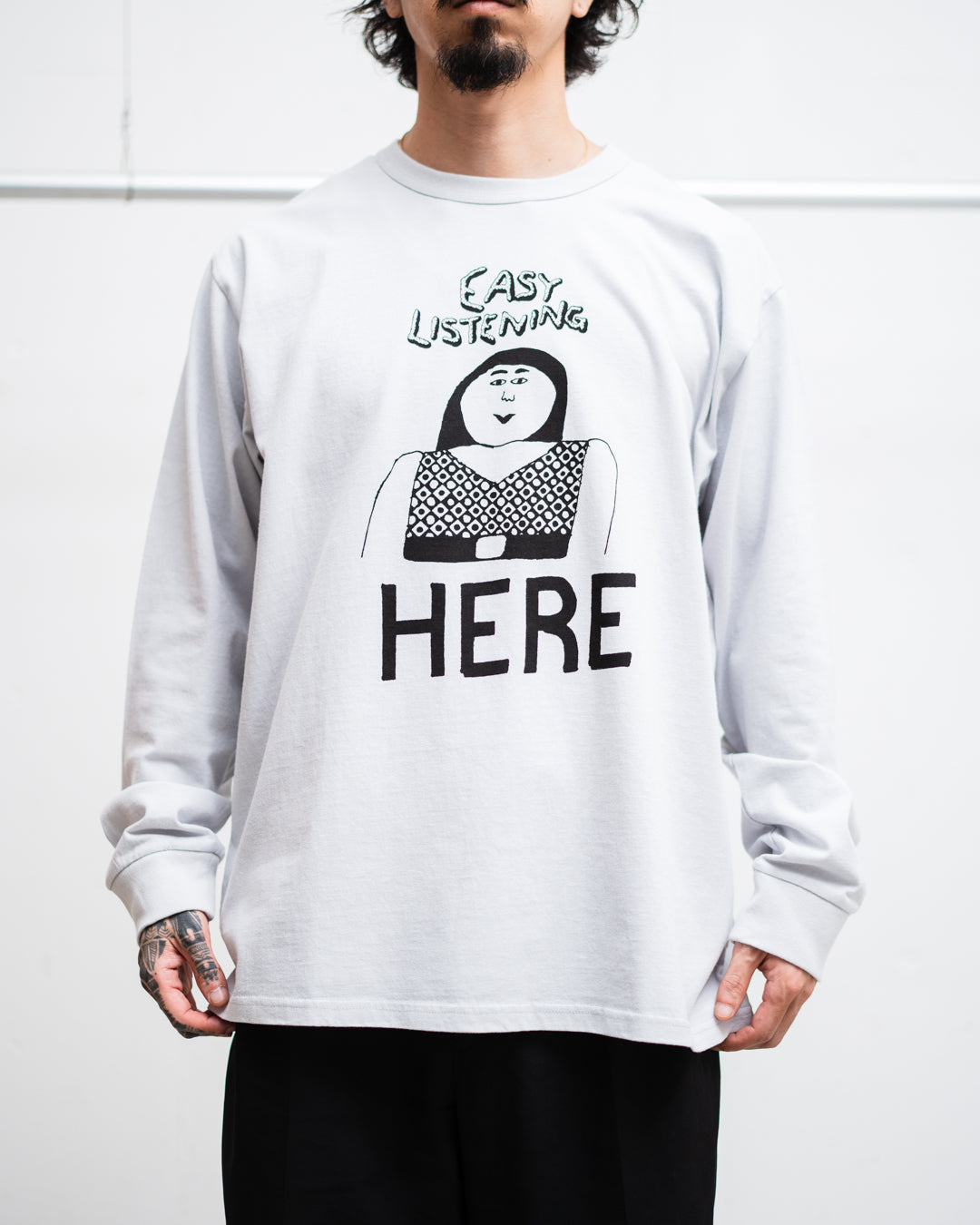 TACOMA FUJI RECORDS EASY LISTENING HERE LS Tee designed by Tomoo Gokita