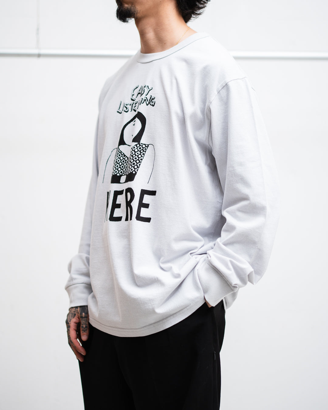 TACOMA FUJI RECORDS EASY LISTENING HERE LS Tee designed by Tomoo Gokita