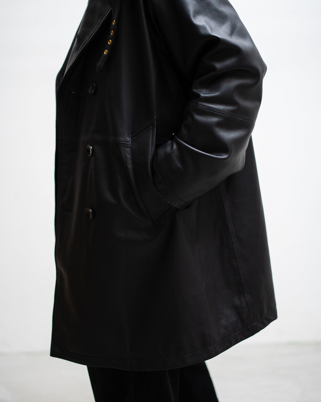 CCU DOUBLE BREASTED HALF COAT - SHEEP SKIN