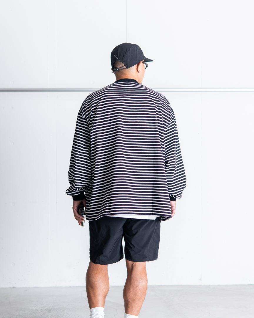 is-ness BALLOON STRIPES LONG SLEEVE T SHIRT