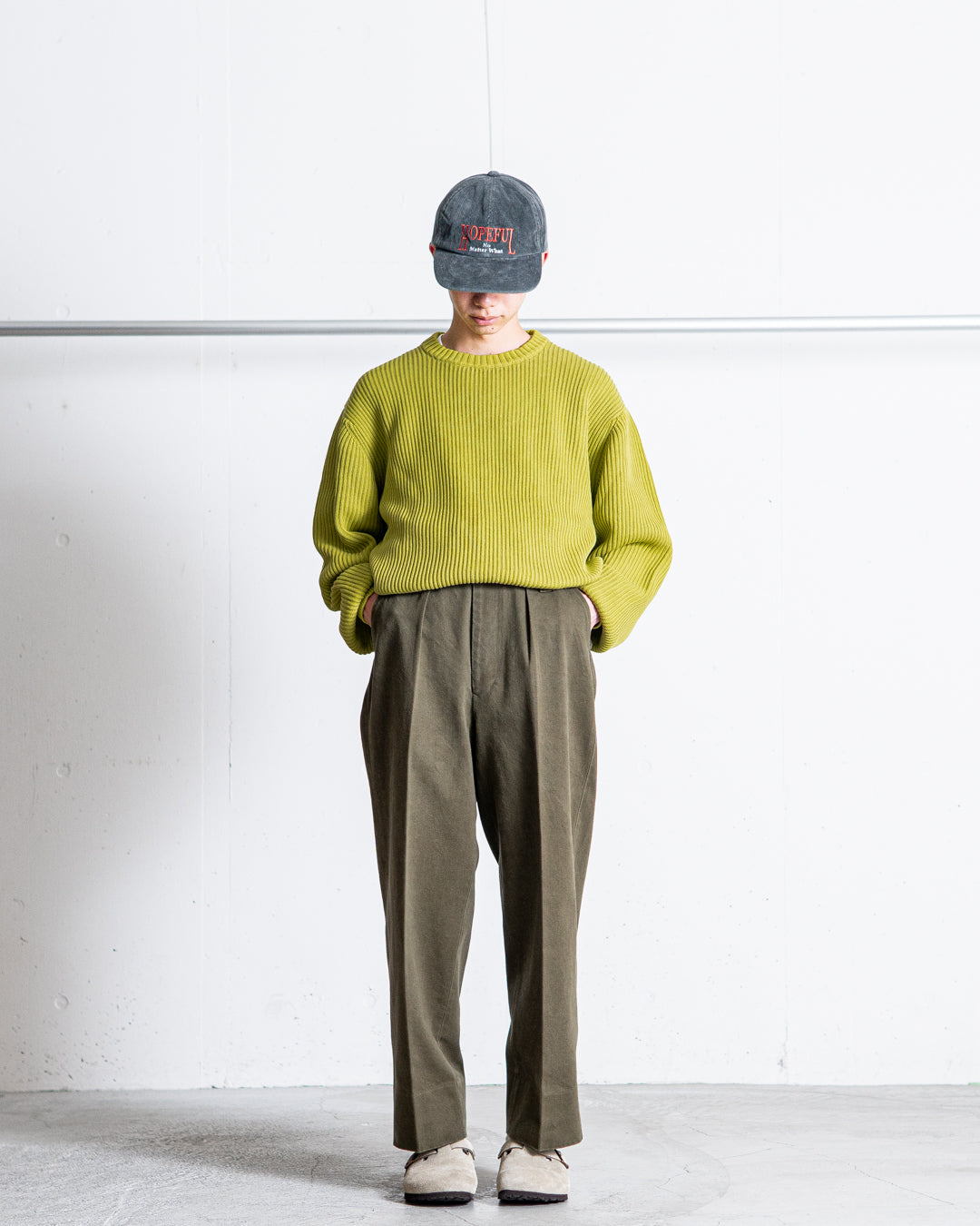 INTERIM HEAVY PIMA TWILL 1-TUCK FRENCH ARMY WIDE TAPERED TROUSER