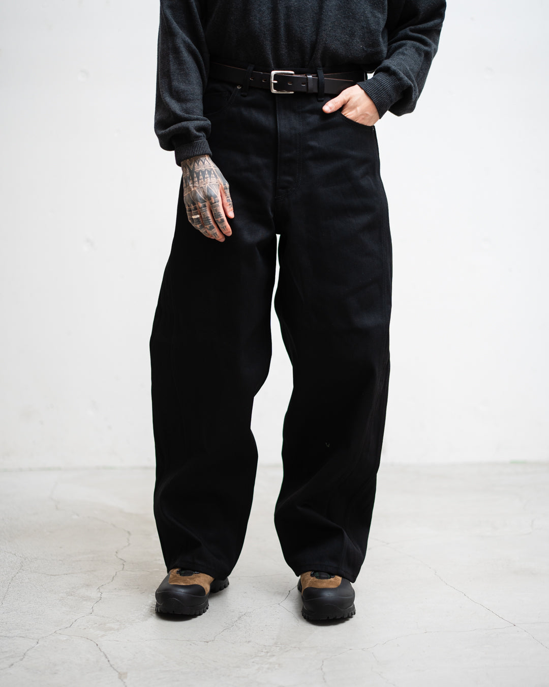 くるみ anuke Nylon Volume Pants Navy 38 くるみ anuke Nylon Volume