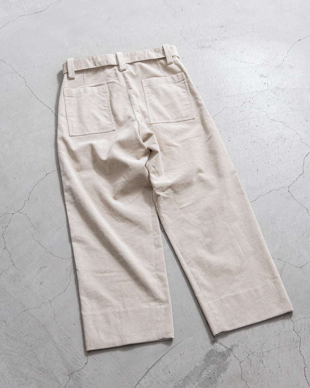 INTERIM BELTED MIL BAGGY TROUSER - 9W LINEN COTTON CORDUROY