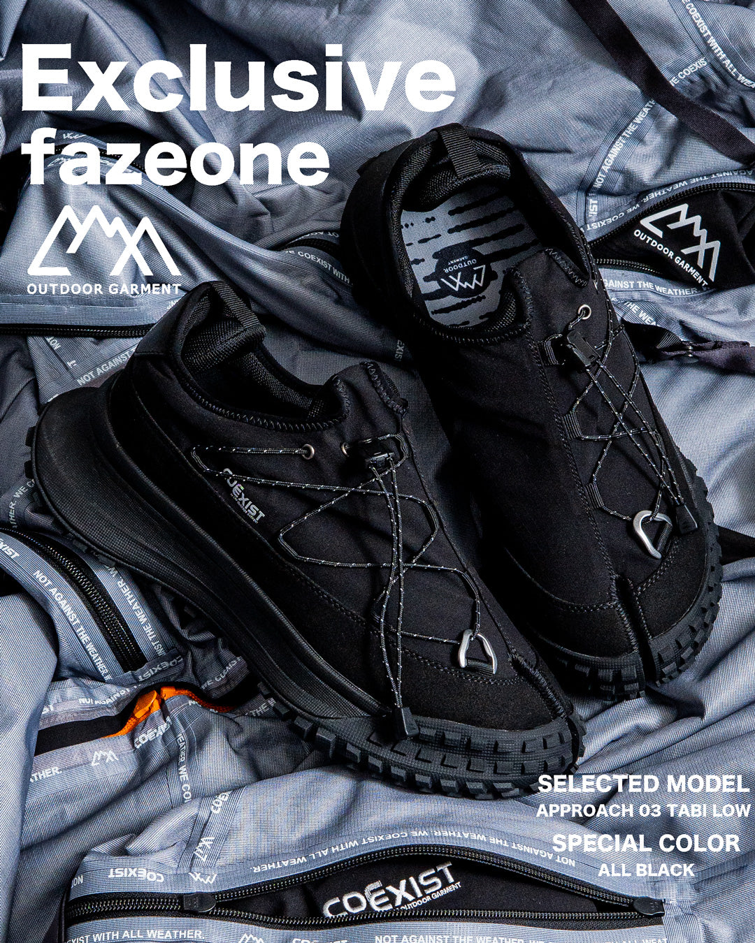 【fazeone Exclusive】CMF OUTDOOR GARMENT APPROACH 03 TABI LOW - ALL BLACK