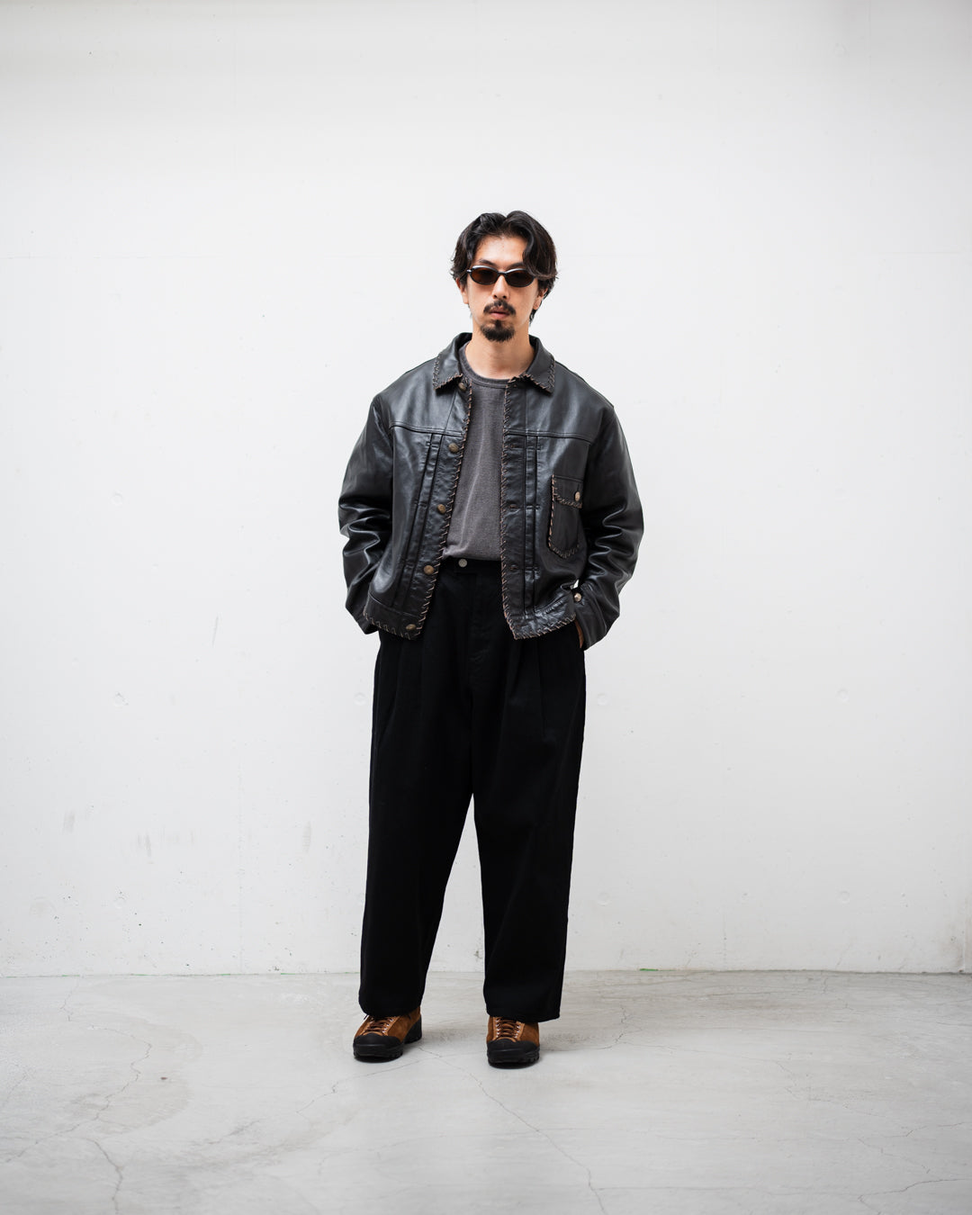 [9.12 sat 11:00 Release] BOWWOW LACE-UP LEATHER TRUCKER JACKET