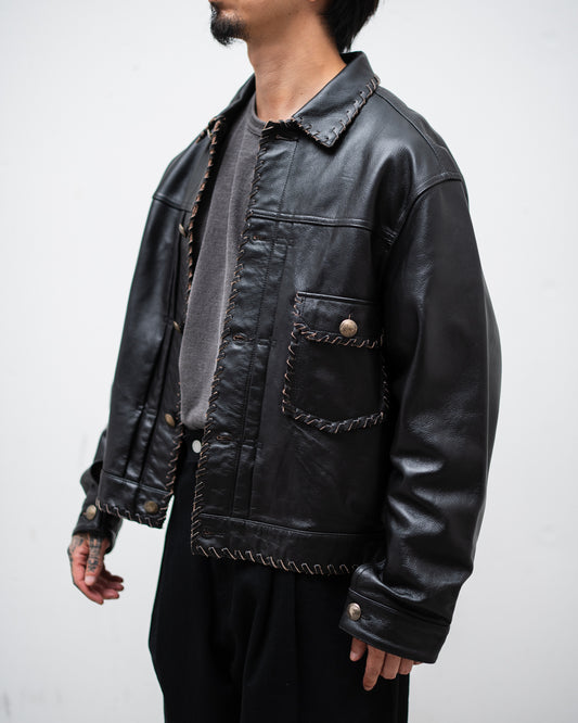 [9.12 sat 11:00 Release] BOWWOW LACE-UP LEATHER TRUCKER JACKET