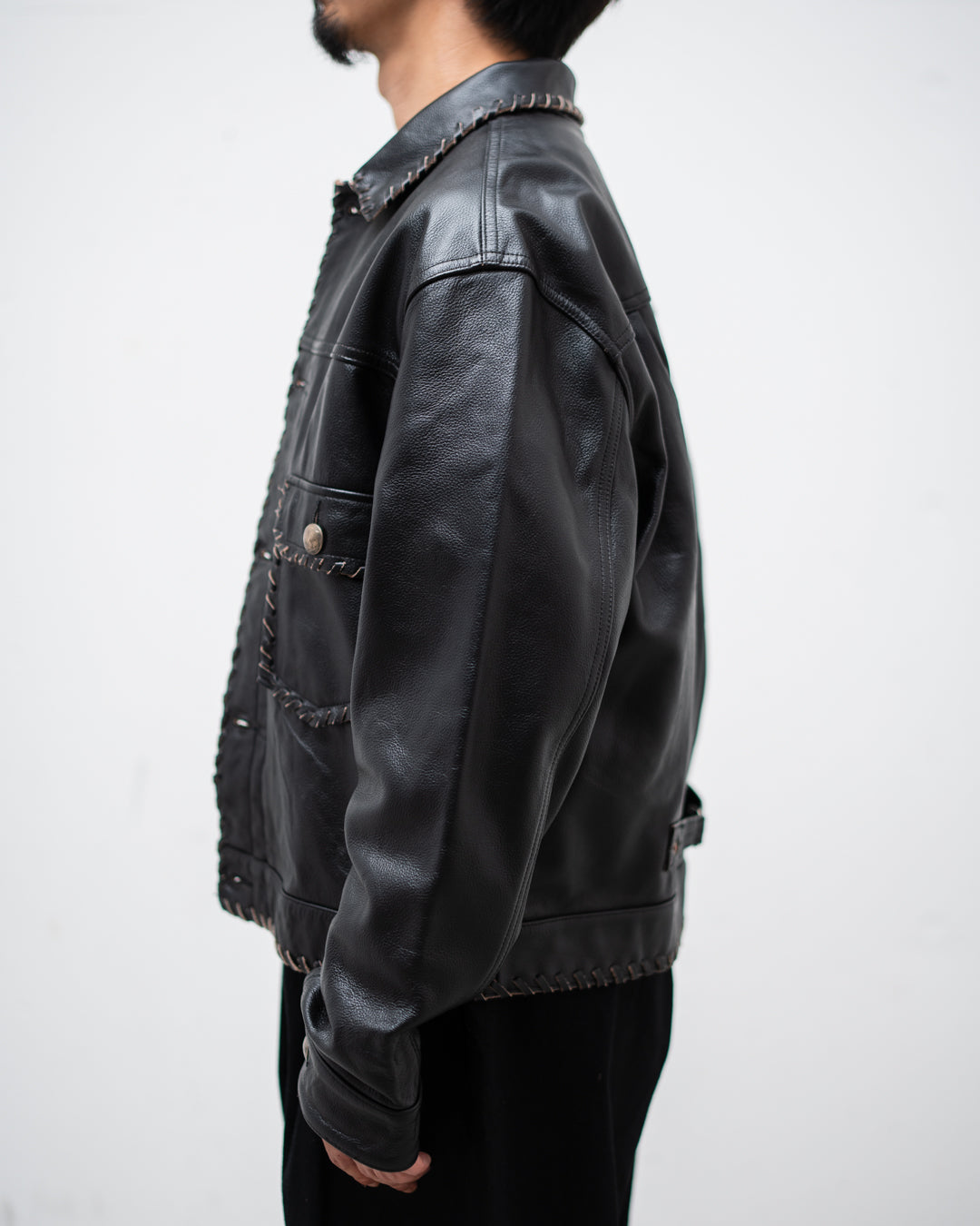 [9.12 sat 11:00 Release] BOWWOW LACE-UP LEATHER TRUCKER JACKET