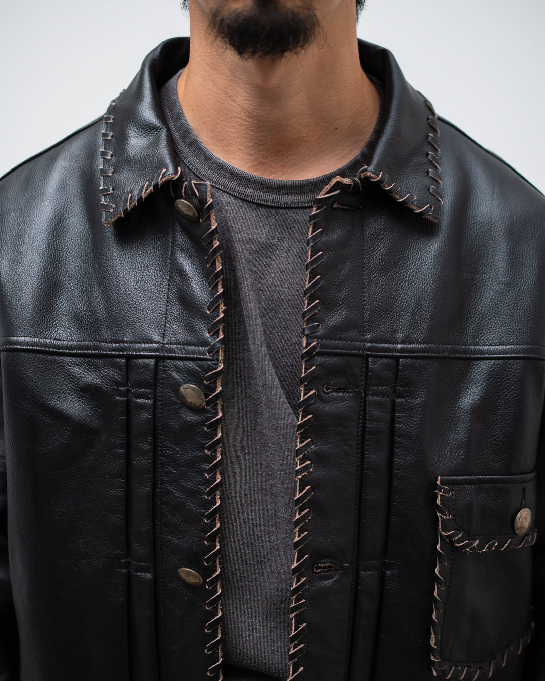 [9.12 sat 11:00 Release] BOWWOW LACE-UP LEATHER TRUCKER JACKET