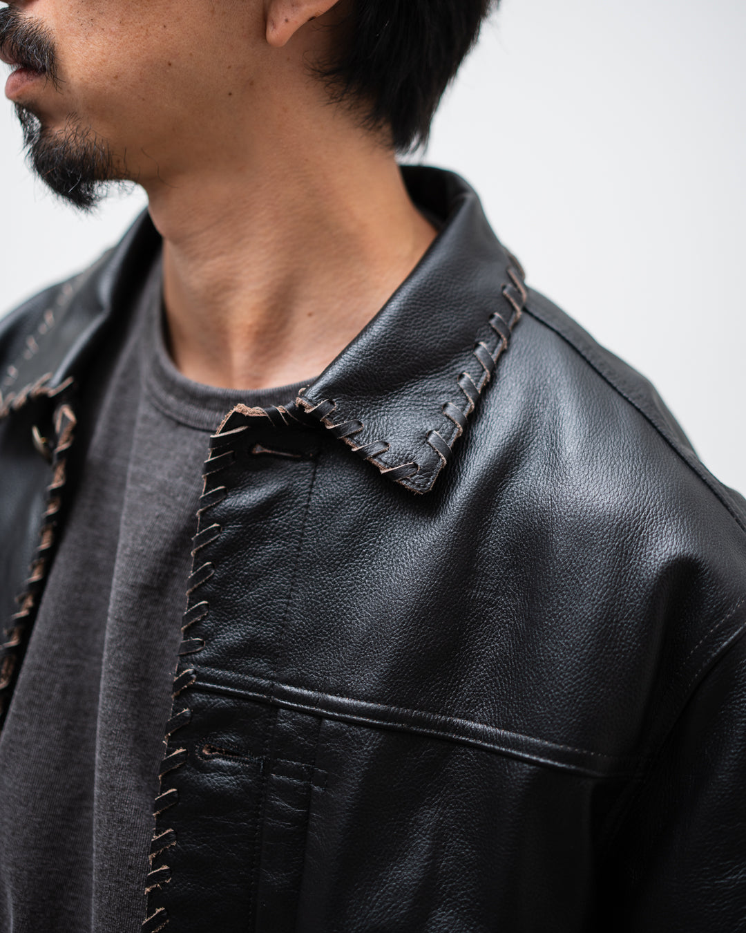[9.12 sat 11:00 Release] BOWWOW LACE-UP LEATHER TRUCKER JACKET