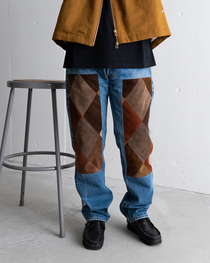 Children of the discordance NY: LEATHER PATCHWORK DENIM - INDIGO