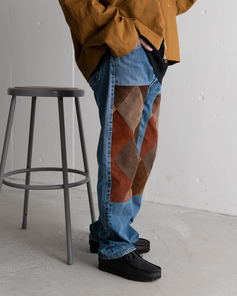 Children of the discordance NY: LEATHER PATCHWORK DENIM - INDIGO